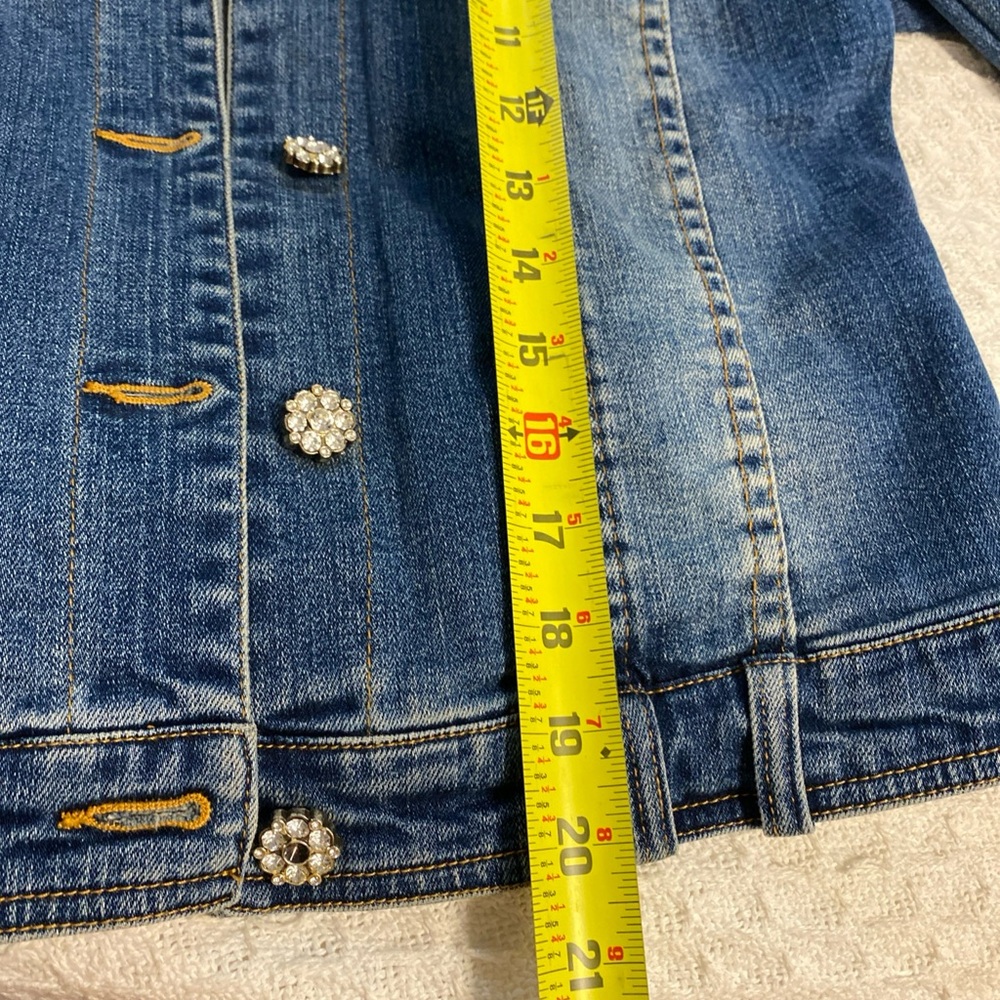 Cache Denim Jacket with Rhinestone Floral Buttons - Picture 5 of 11